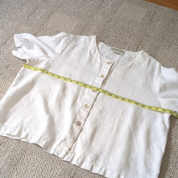 Orvis Women's White Linen Button Front Blouse Large - Picture 3 of 8